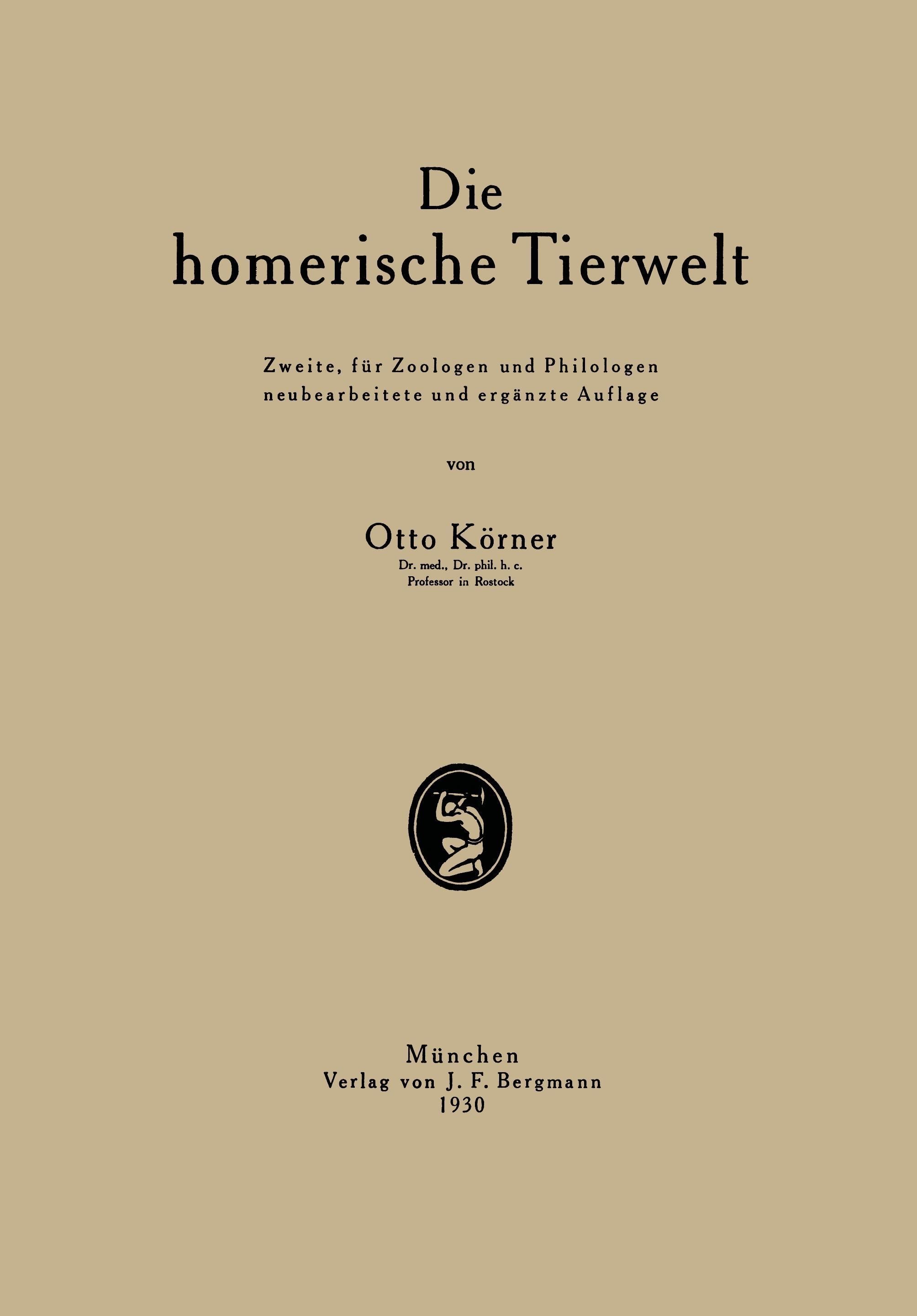 Vorderes Coverbild Die homerische Tierwelt