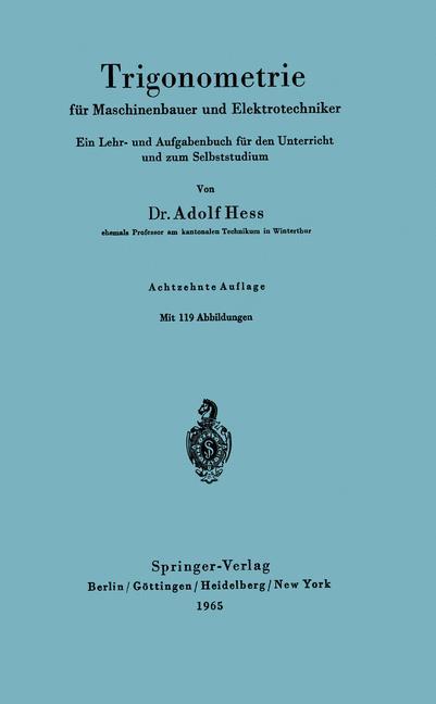Vorderes Coverbild Trigonometrie für Maschinenbauer und Elektrotechniker
