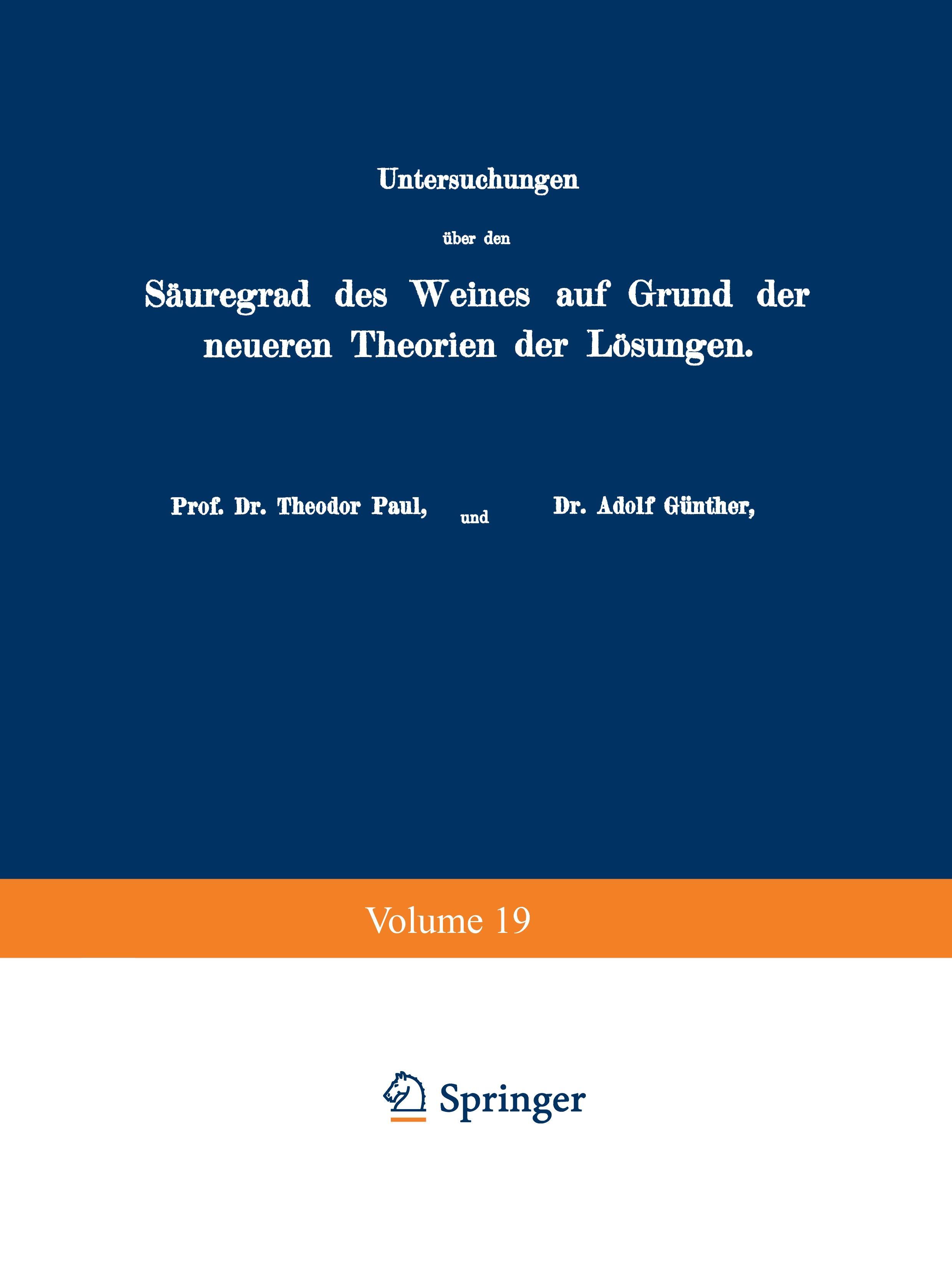 Vorderes Coverbild Untersuchungen über den Säuregrad des Weines auf Grund der neueren Theorien der Lösungen