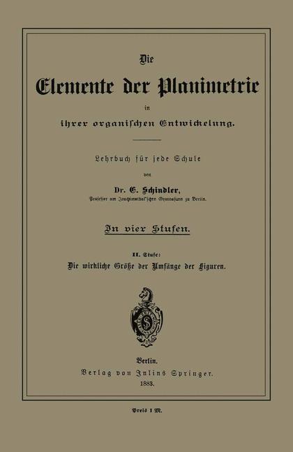 Vorderes Coverbild Die Elemente der Planimetrie in ihrer organischen Entwickelung