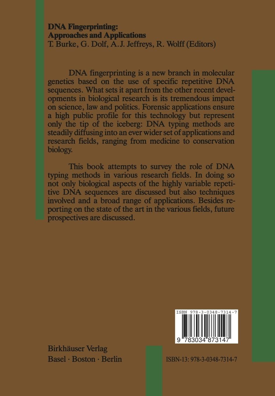 Rückseitencover DNA Fingerprinting: Approaches and Applications