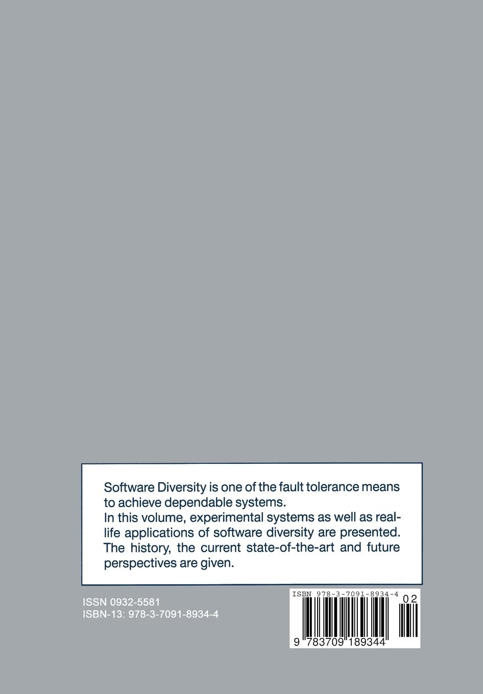 Rückseitencover Software Diversity in Computerized Control Systems