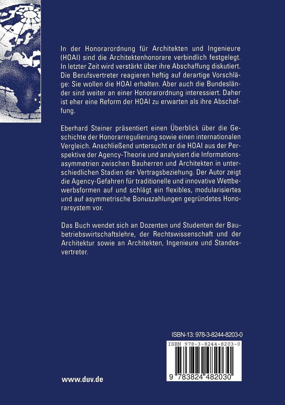 Rückseitencover Anreizkompatible Architektenentlohnung