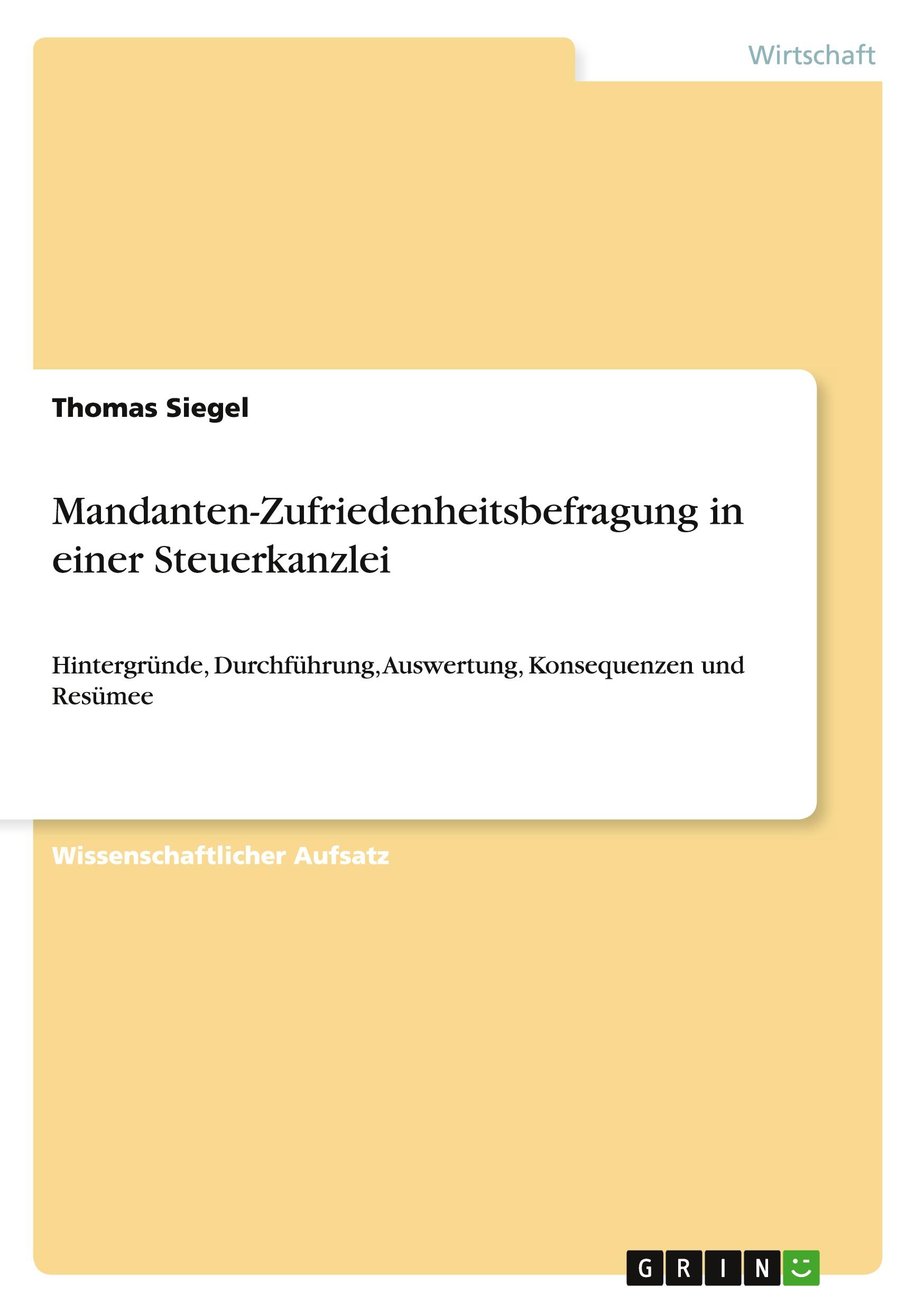 Vorderes Coverbild Mandanten-Zufriedenheitsbefragung in einer Steuerkanzlei