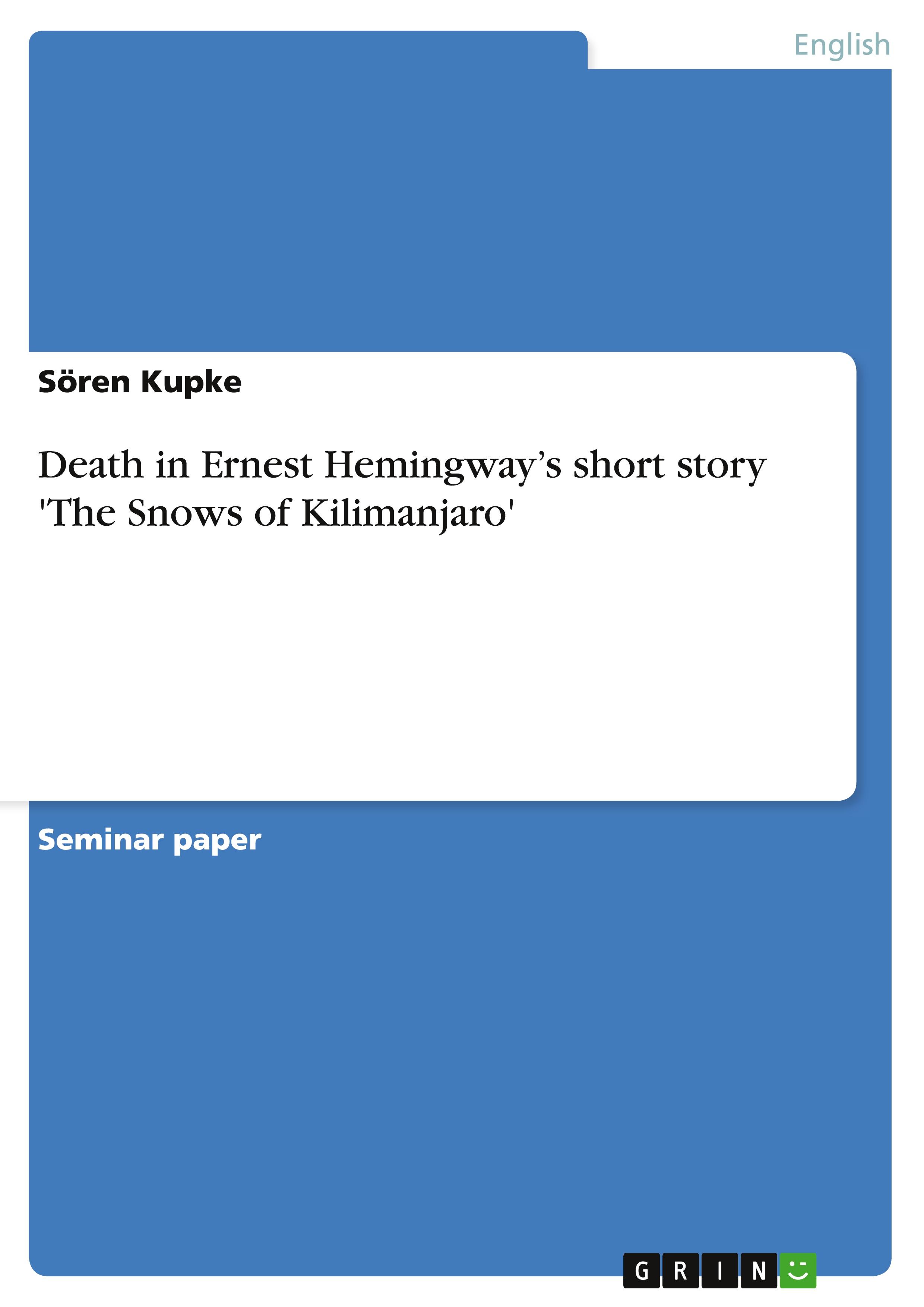 Vorderes Coverbild Death in Ernest Hemingway's short story 'The Snows of Kilimanjaro'