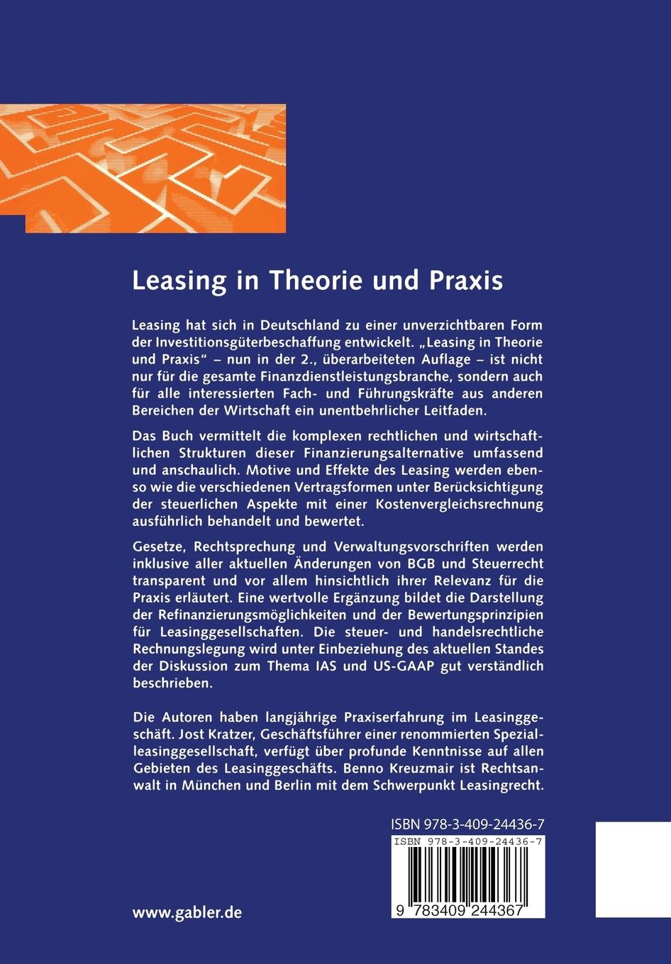 Rückseitencover Leasing in Theorie und Praxis
