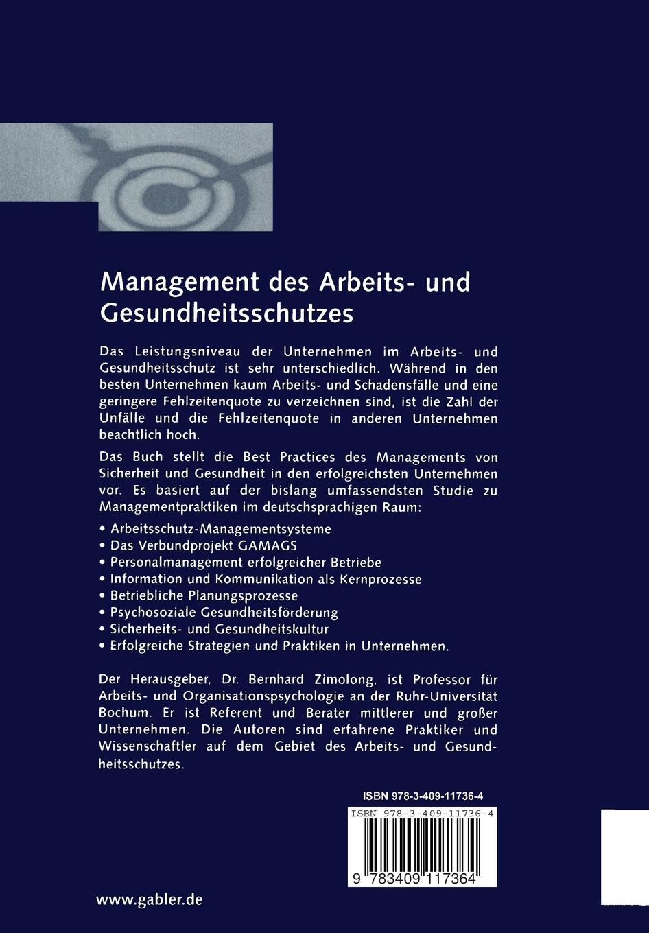 Rückseitencover Management des Arbeits- und Gesundheitsschutzes