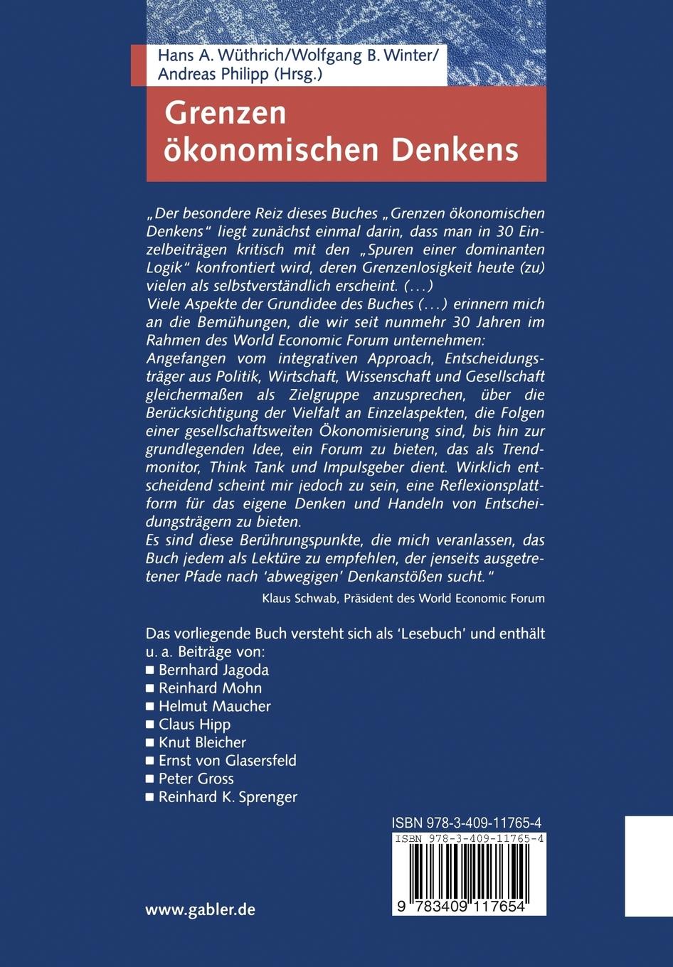 Rückseitencover Grenzen ökonomischen Denkens