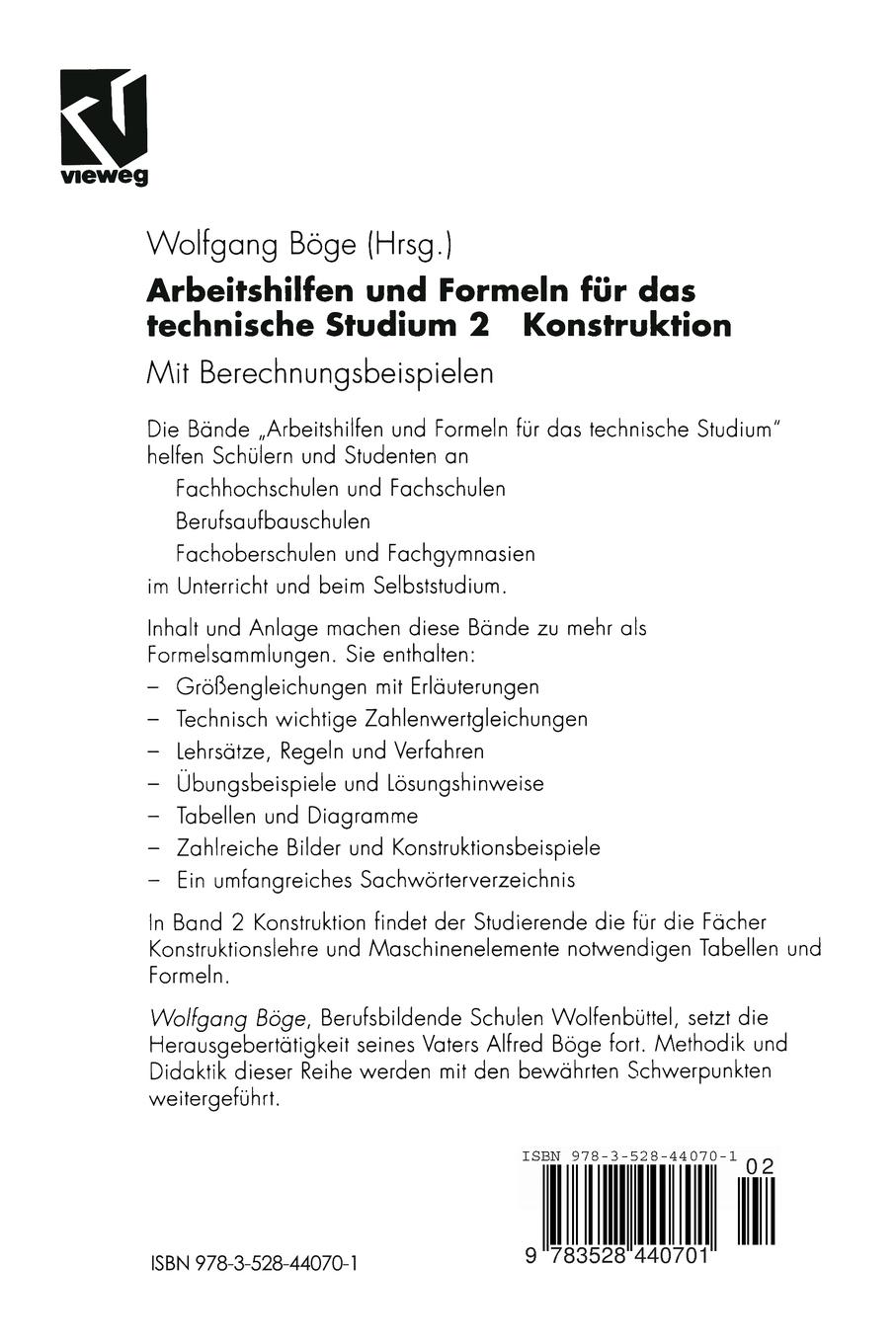 Rückseitencover Arbeitshilfen und Formeln für das technische Studium