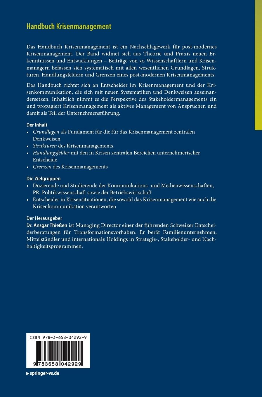 Rückseitencover Handbuch Krisenmanagement