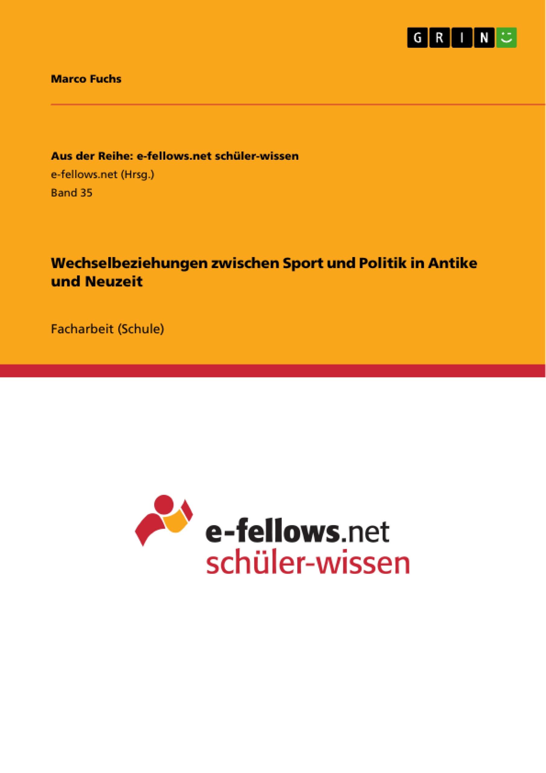 Vorderes Coverbild Wechselbeziehungen zwischen Sport und Politik in Antike und Neuzeit