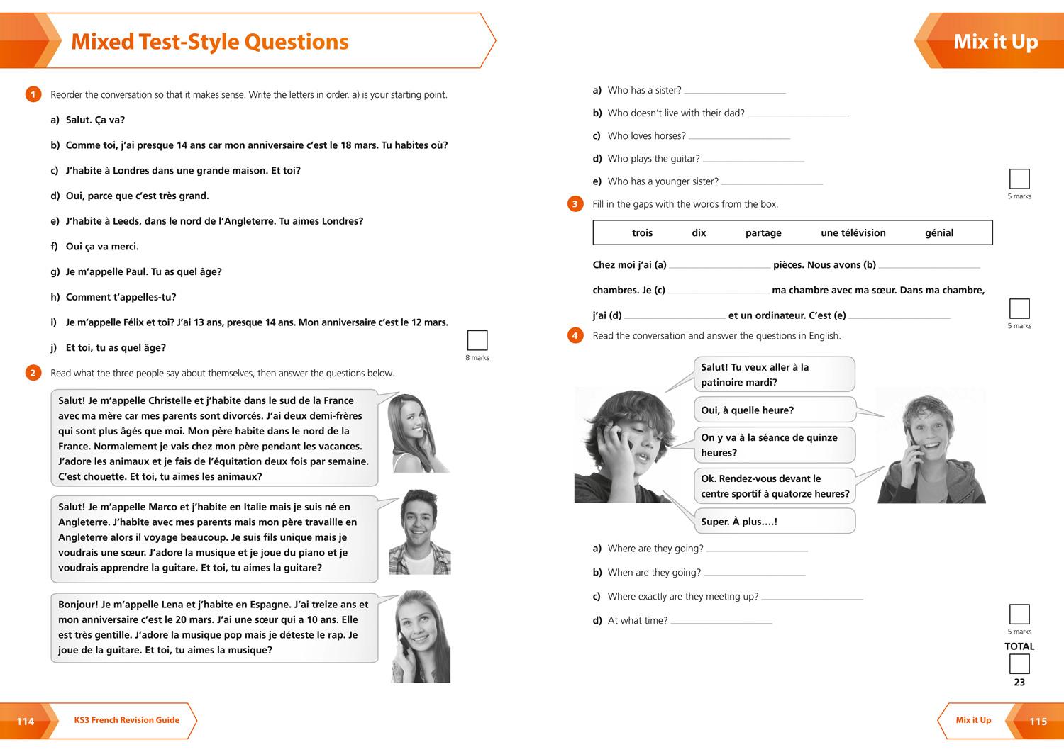Beispielinhalt (Bild) Collins New Key Stage 3 Revision -- French: Revision Guide