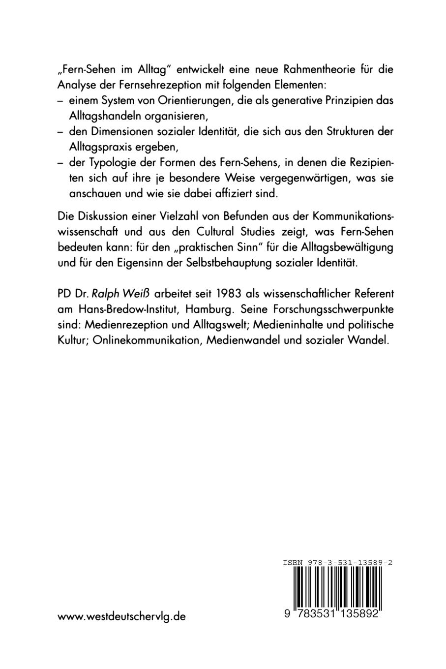 Rückseitencover Fern-Sehen im Alltag