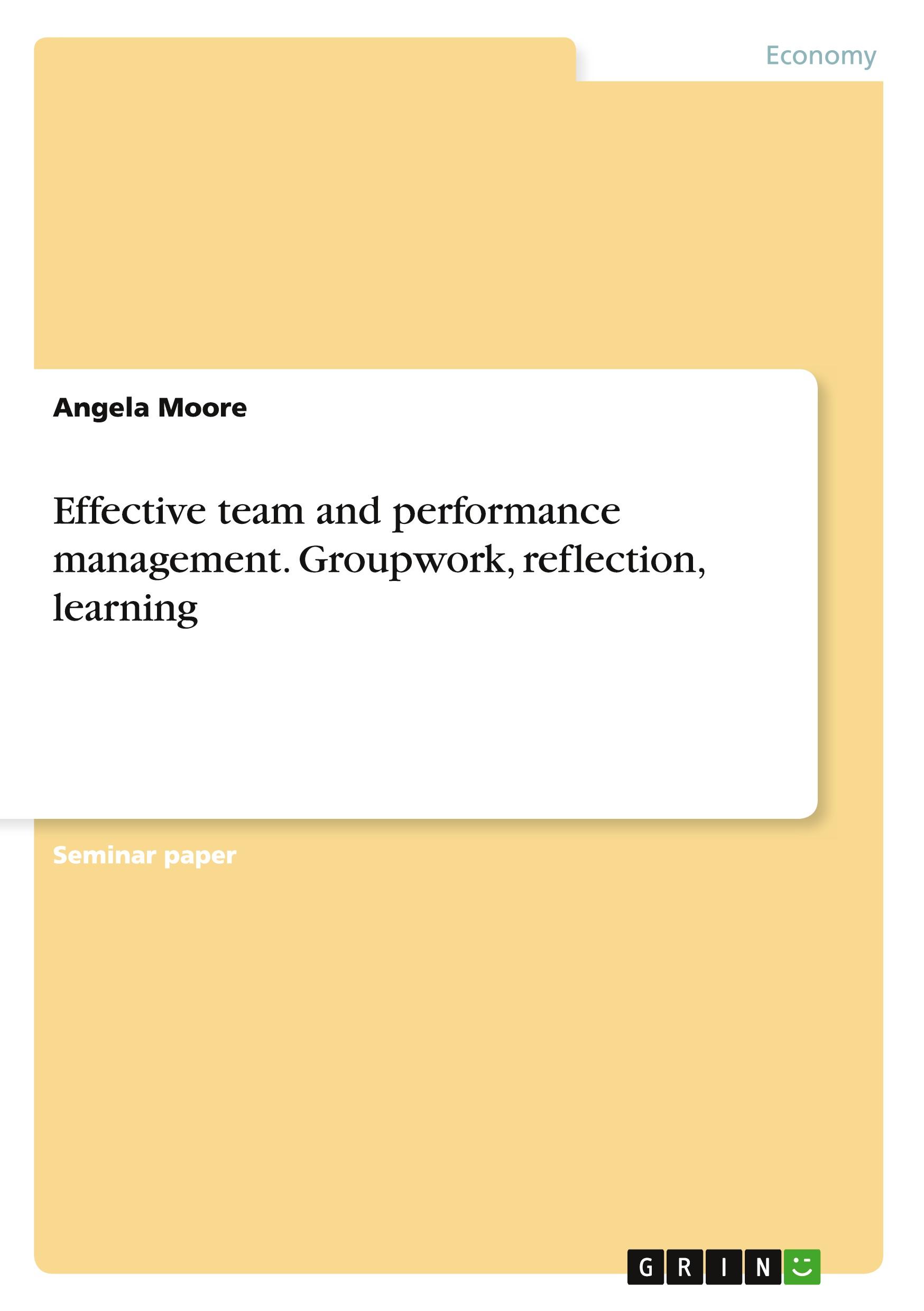 Vorderes Coverbild Effective team and performance management. Groupwork, reflection, learning