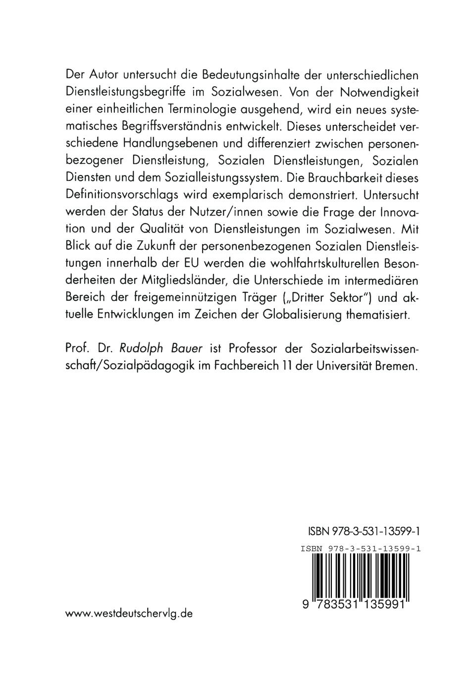 Rückseitencover Personenbezogene Soziale Dienstleistungen