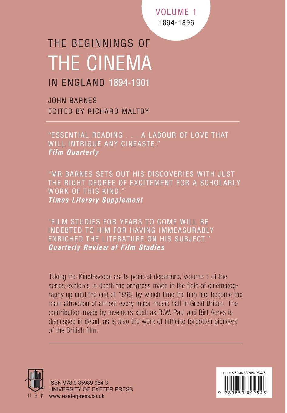 Rückseitencover The Beginnings Of The Cinema In England,1894-1901