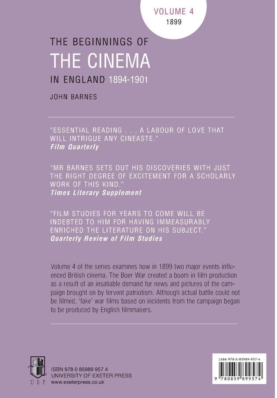Rückseitencover The Beginnings Of The Cinema In England,1894-1901