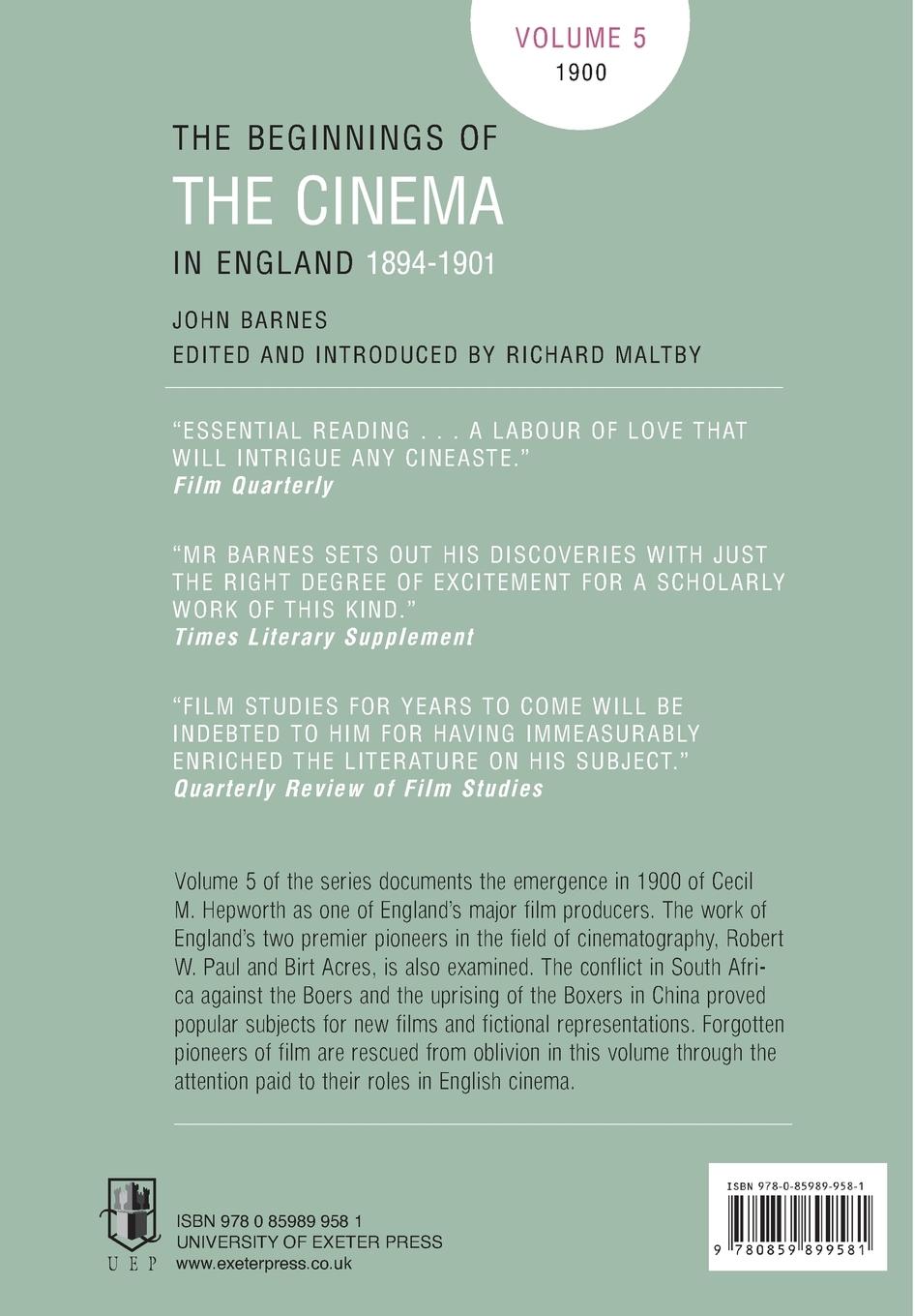 Rückseitencover The Beginnings Of The Cinema In England,1894-1901