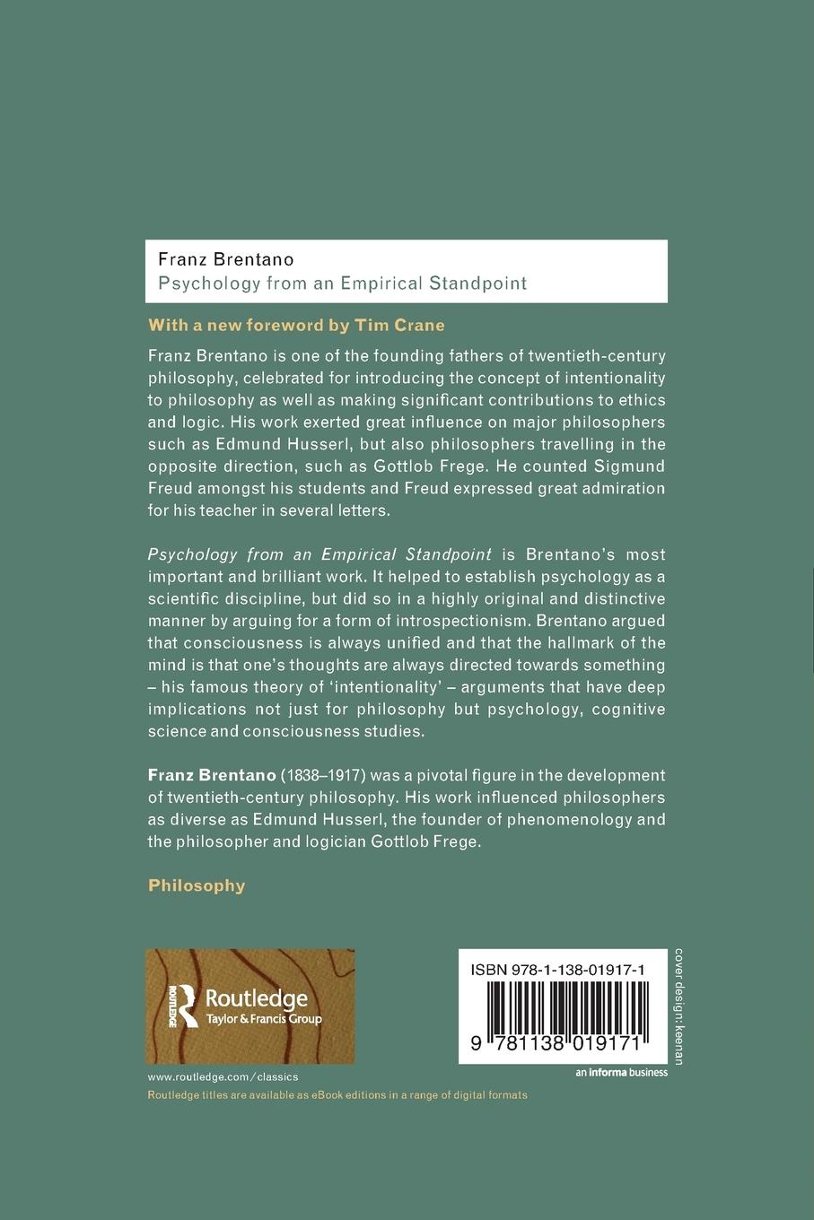 Rückseitencover Psychology from An Empirical Standpoint