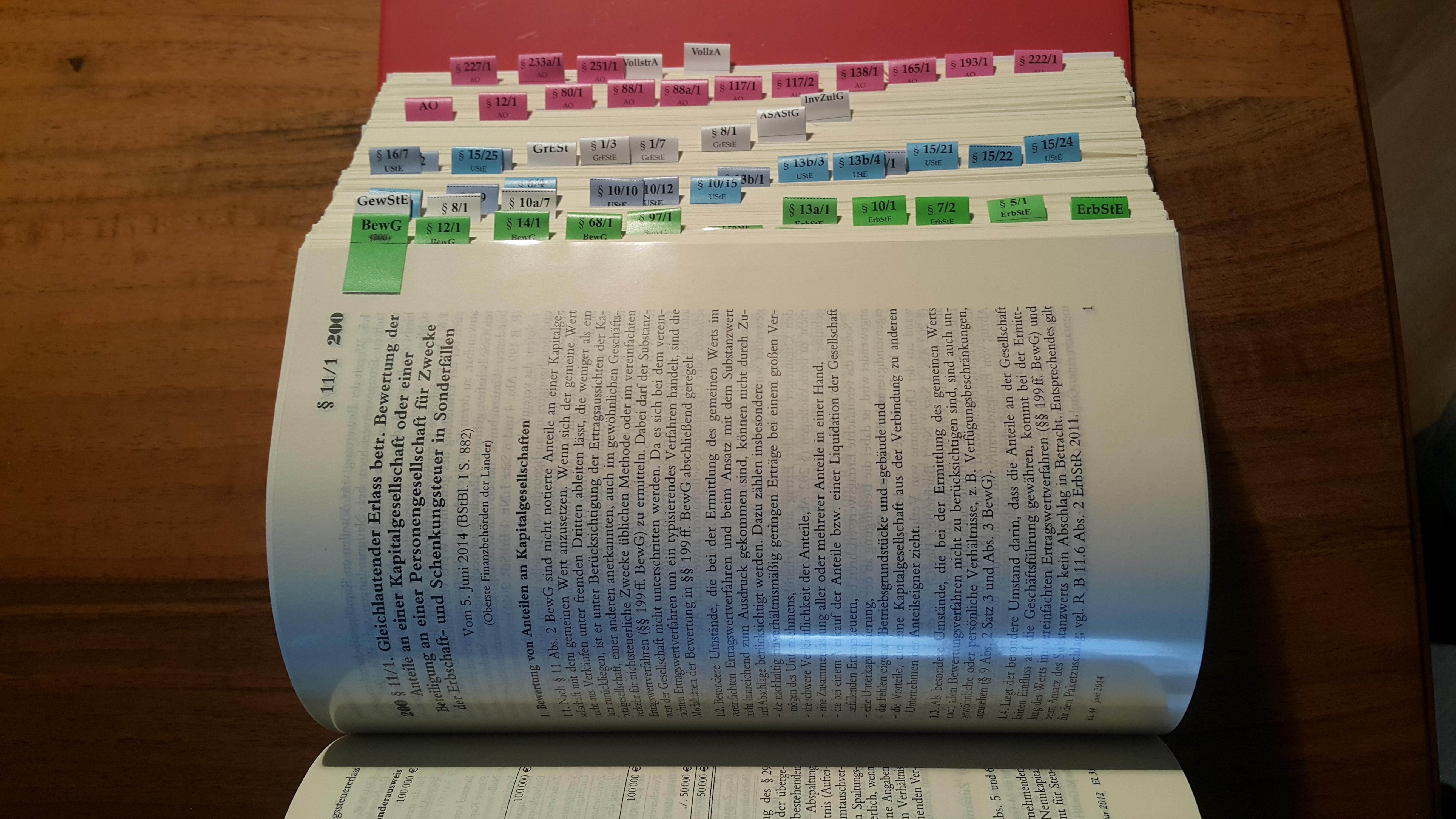 Beispielinhalt (Bild) 110 DürckheimRegister®-FOLIEN zum Einheften in Gesetzessammlungen
