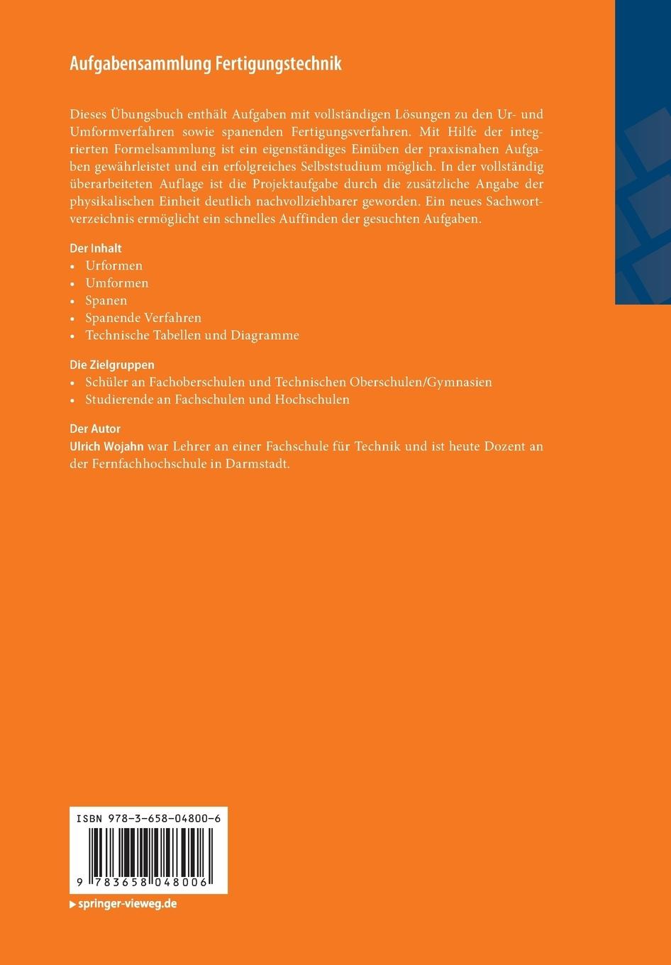 Rückseitencover Aufgabensammlung Fertigungstechnik