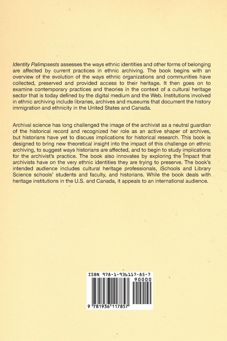 Rückseitencover Identity Palimpsests