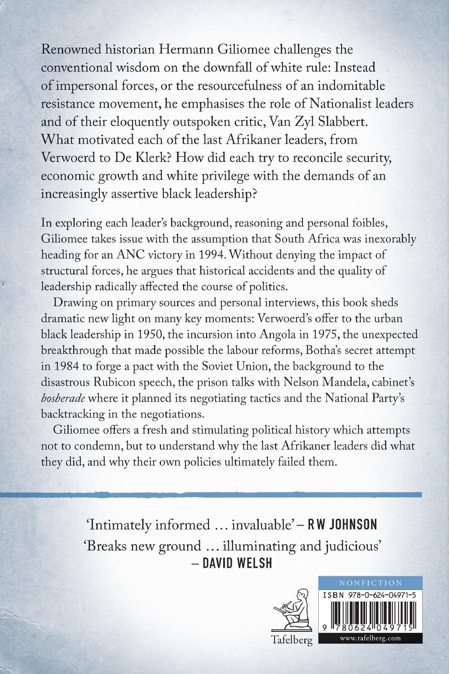 Rückseitencover The Last Afrikaner Leaders