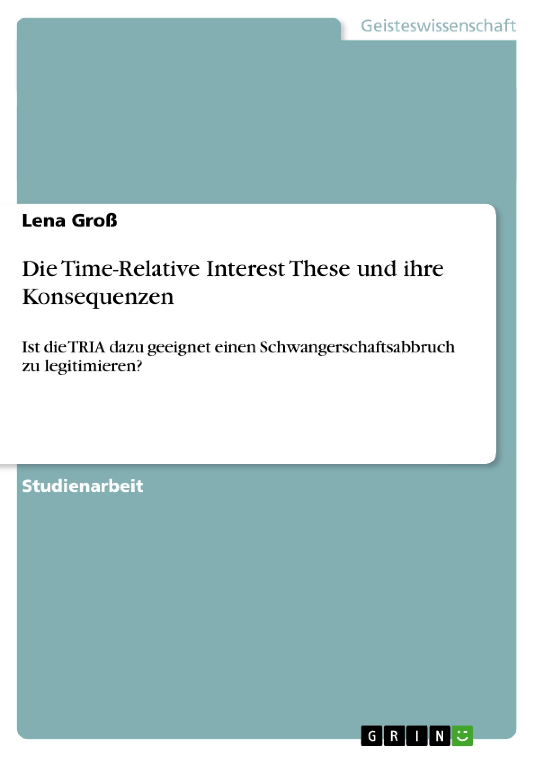 Vorderes Coverbild Die Time-Relative Interest These und ihre Konsequenzen