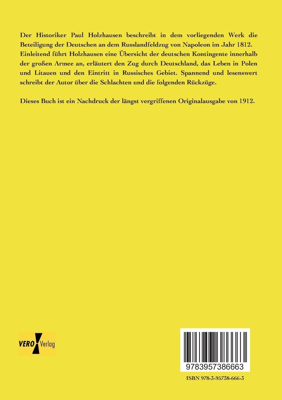 Rückseitencover Die Deutschen in Russland 1812