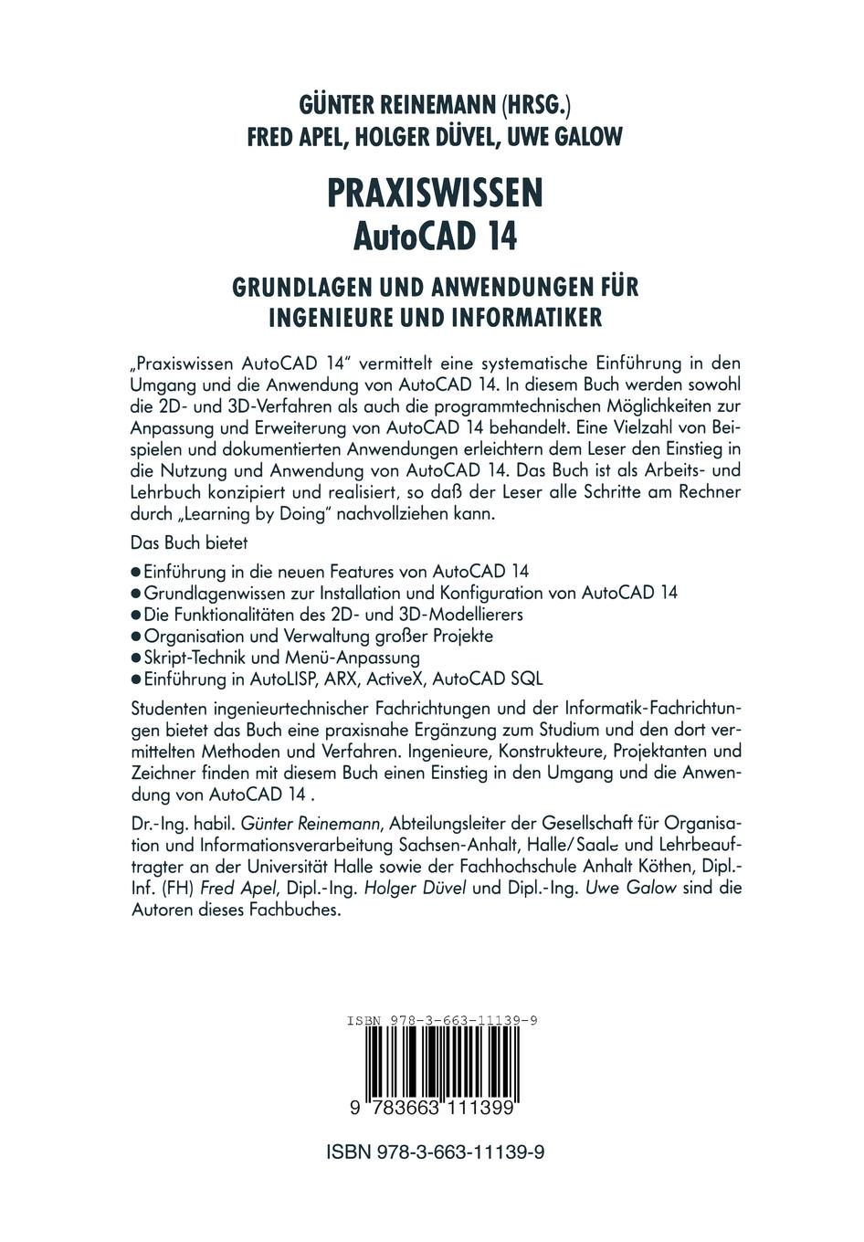 Rückseitencover Praxiswissen AutoCAD 14
