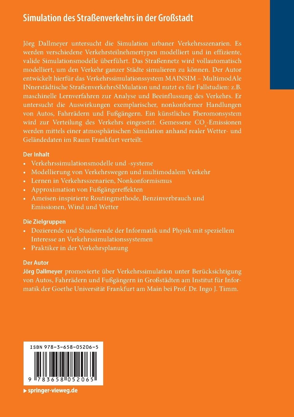 Rückseitencover Simulation des Straßenverkehrs in der Großstadt
