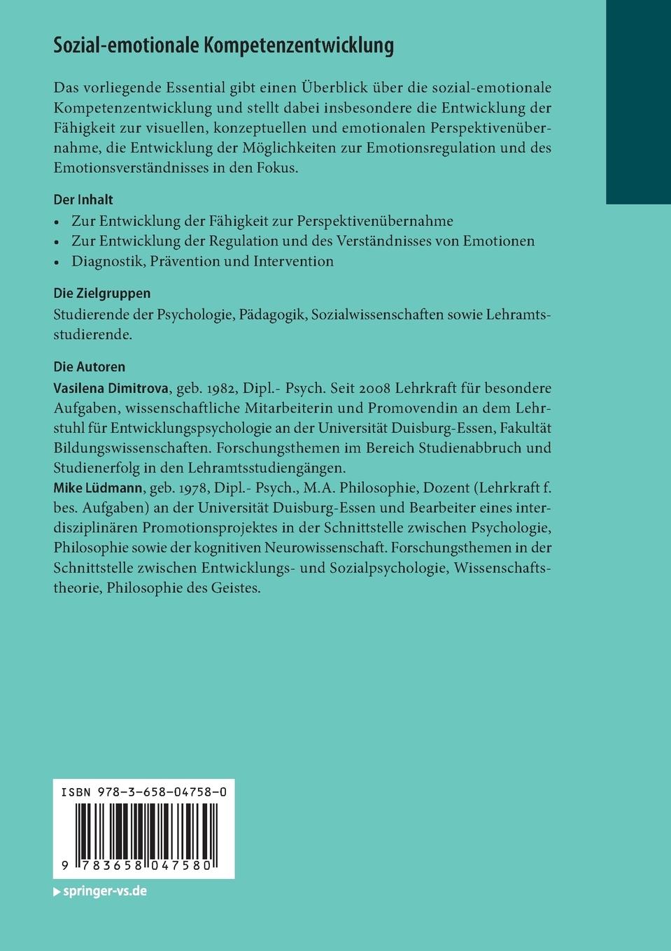 Rückseitencover Sozial-emotionale Kompetenzentwicklung