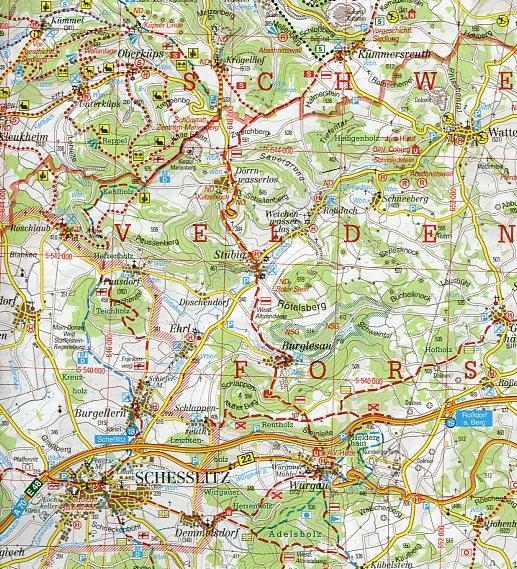 Beispielinhalt (Bild) Naturpark Fränkische Schweiz Nord 1 : 50 000. Fritsch Wanderkarte