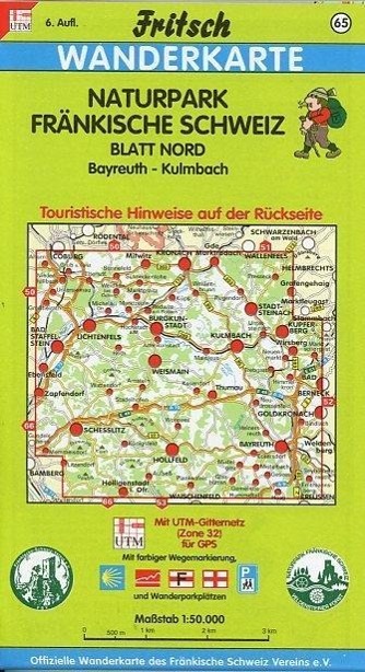 Vorderes Coverbild Naturpark Fränkische Schweiz Nord 1 : 50 000. Fritsch Wanderkarte