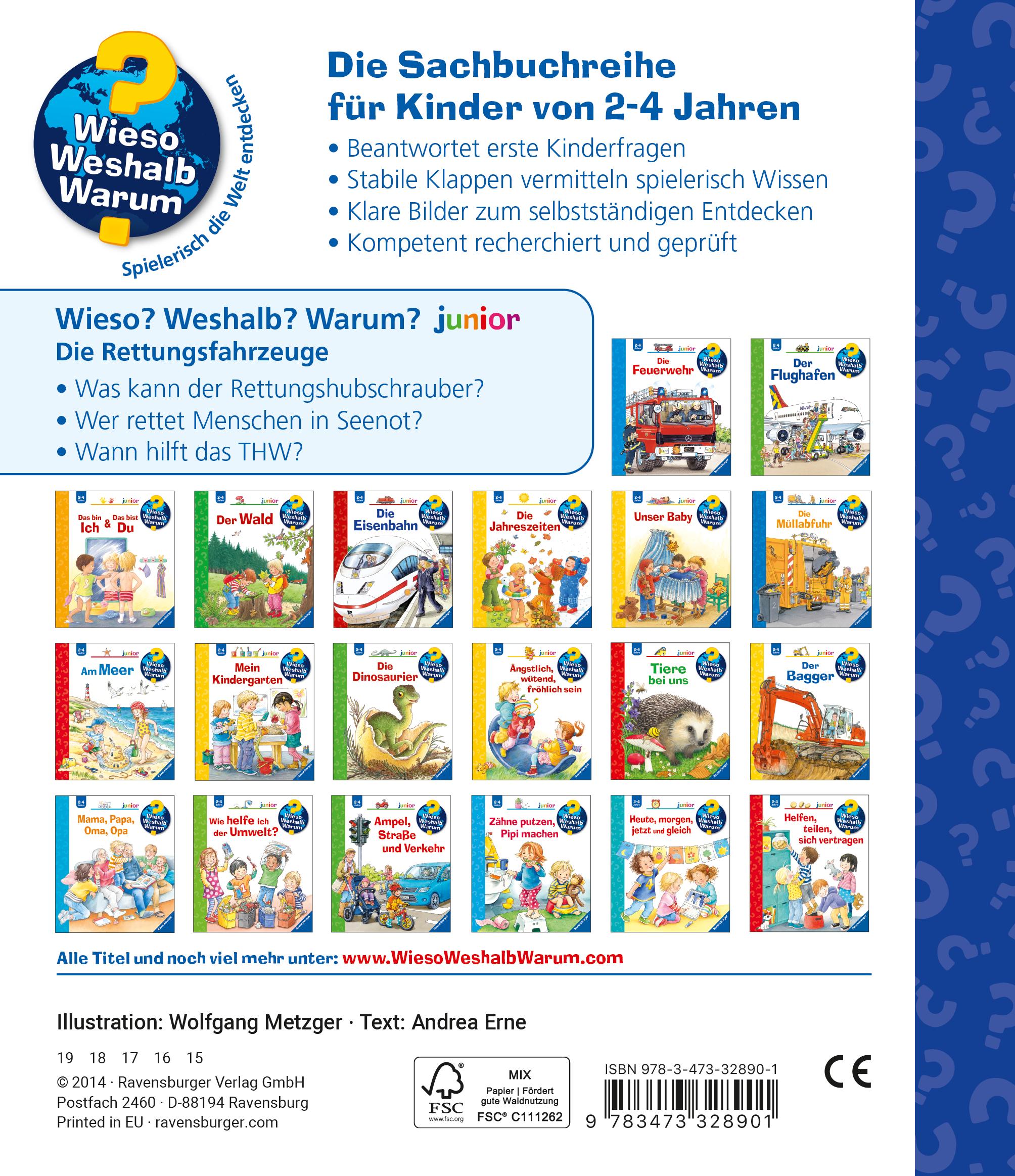 Rückseitencover Wieso? Weshalb? Warum? junior, Band 23: Die Rettungsfahrzeuge