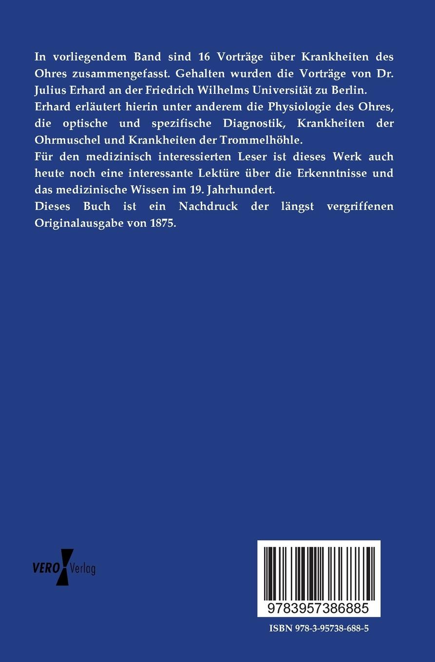 Rückseitencover Vorträge über die Krankheiten des Ohres