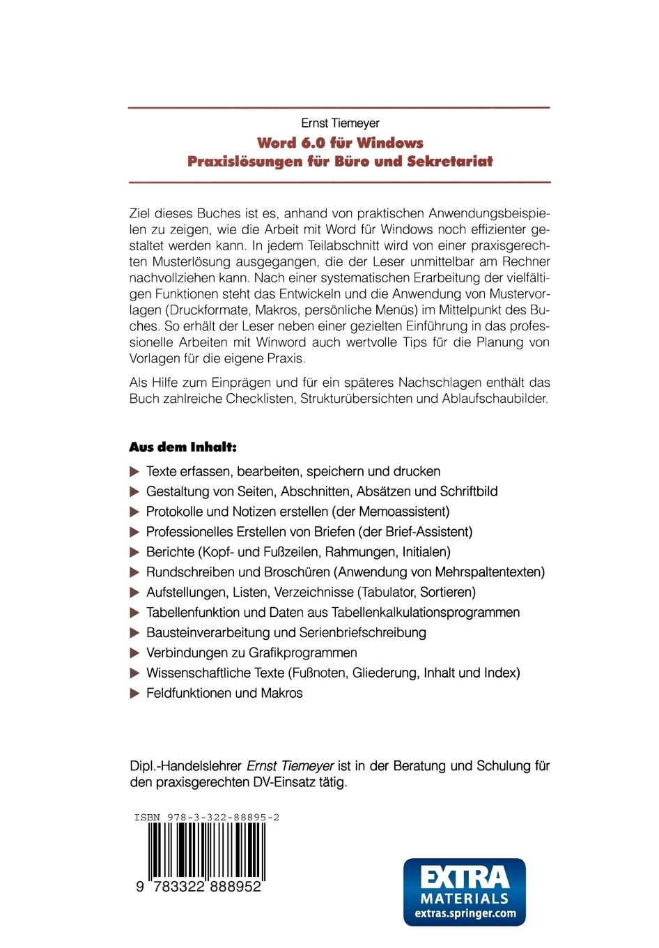 Rückseitencover Word 6.0 für Windows