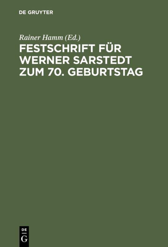 Vorderes Coverbild Festschrift für Werner Sarstedt zum 70. Geburtstag