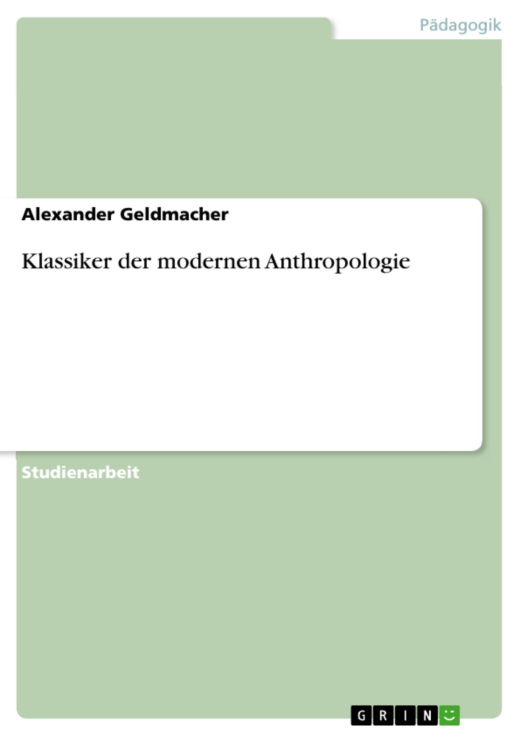 Vorderes Coverbild Klassiker der modernen Anthropologie