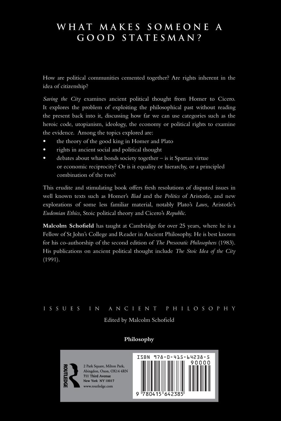 Rückseitencover Saving the City