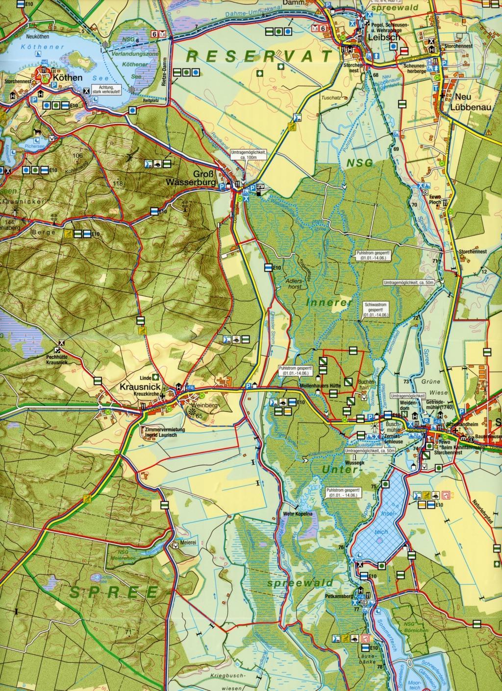 Beispielinhalt (Bild) Spreewald 1 : 35 000 Rad-, Wander- und Gewässerkarten-Set