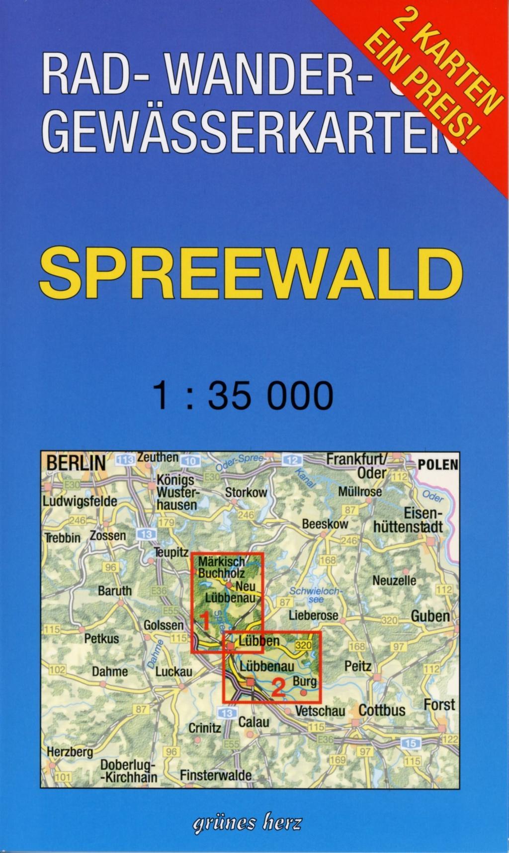 Vorderes Coverbild Spreewald 1 : 35 000 Rad-, Wander- und Gewässerkarten-Set