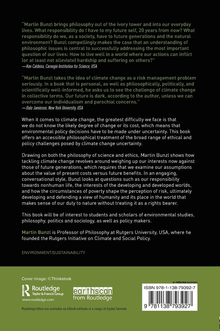 Rückseitencover Uncertainty and the Philosophy of Climate Change