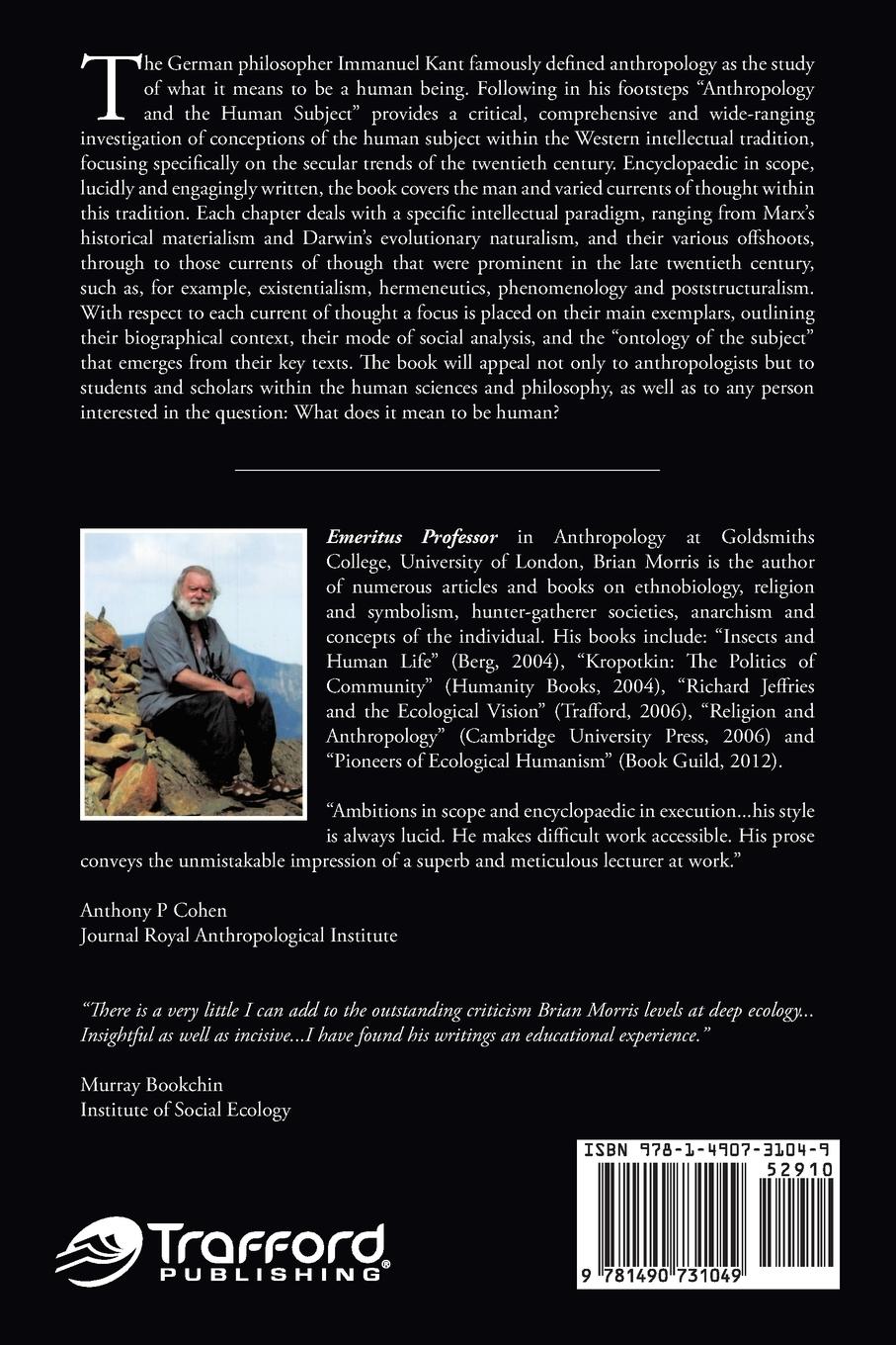 Rückseitencover Anthropology and the Human Subject
