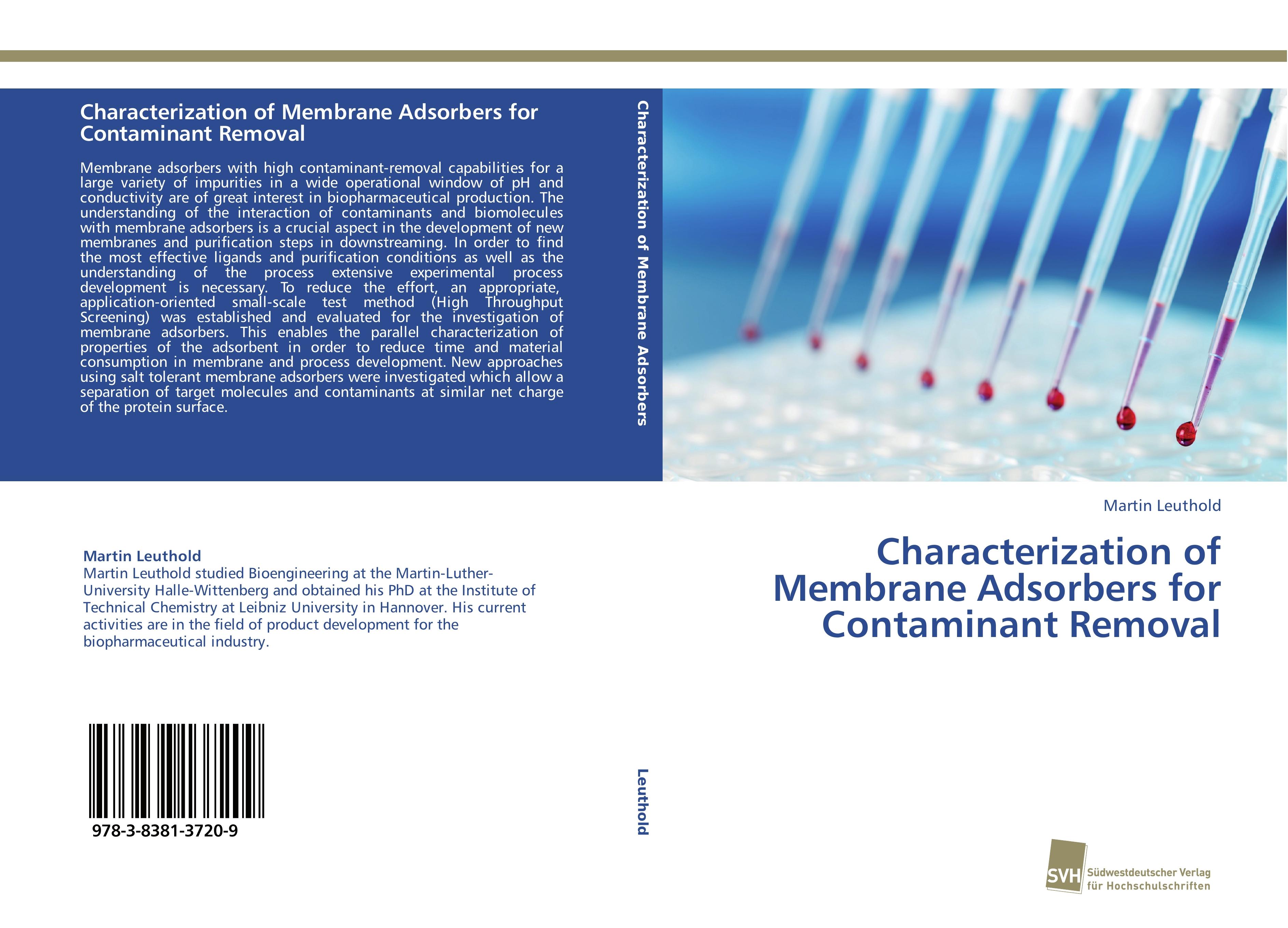 Vorderes Coverbild Characterization of Membrane Adsorbers for Contaminant Removal
