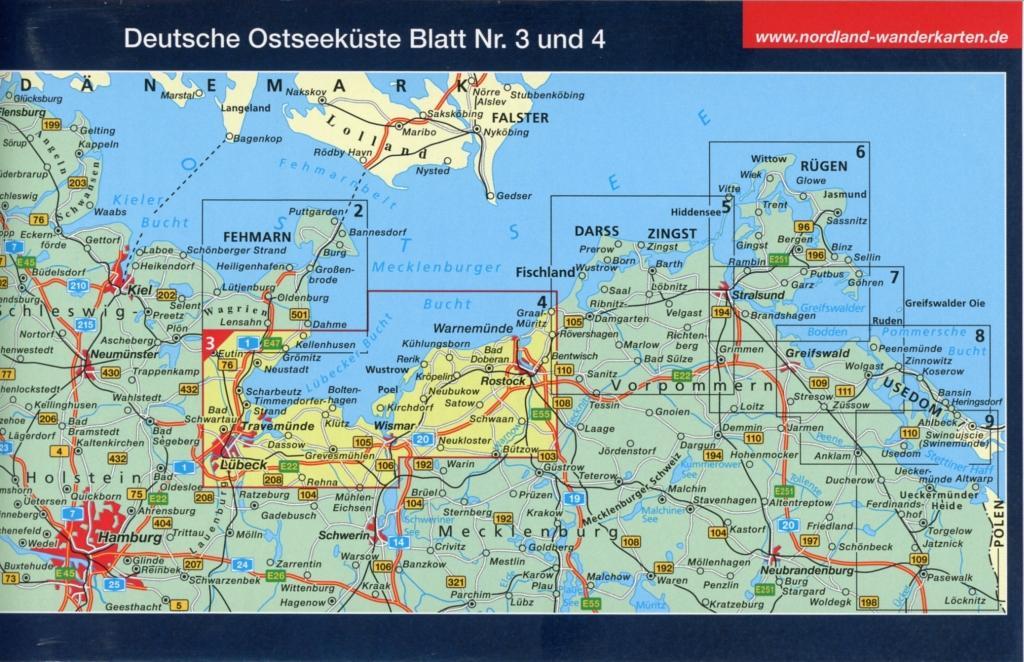 Beispielinhalt (Bild) Mecklenburgische Ostseeküste Lübeck - Wismar - Rostock 1 : 75 000. Wander- und Radwanderkarte