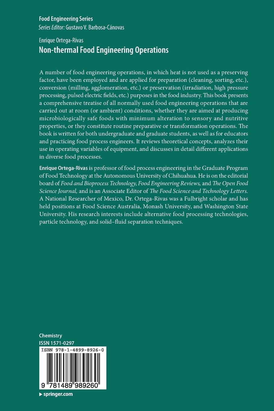 Rückseitencover Non-thermal Food Engineering Operations