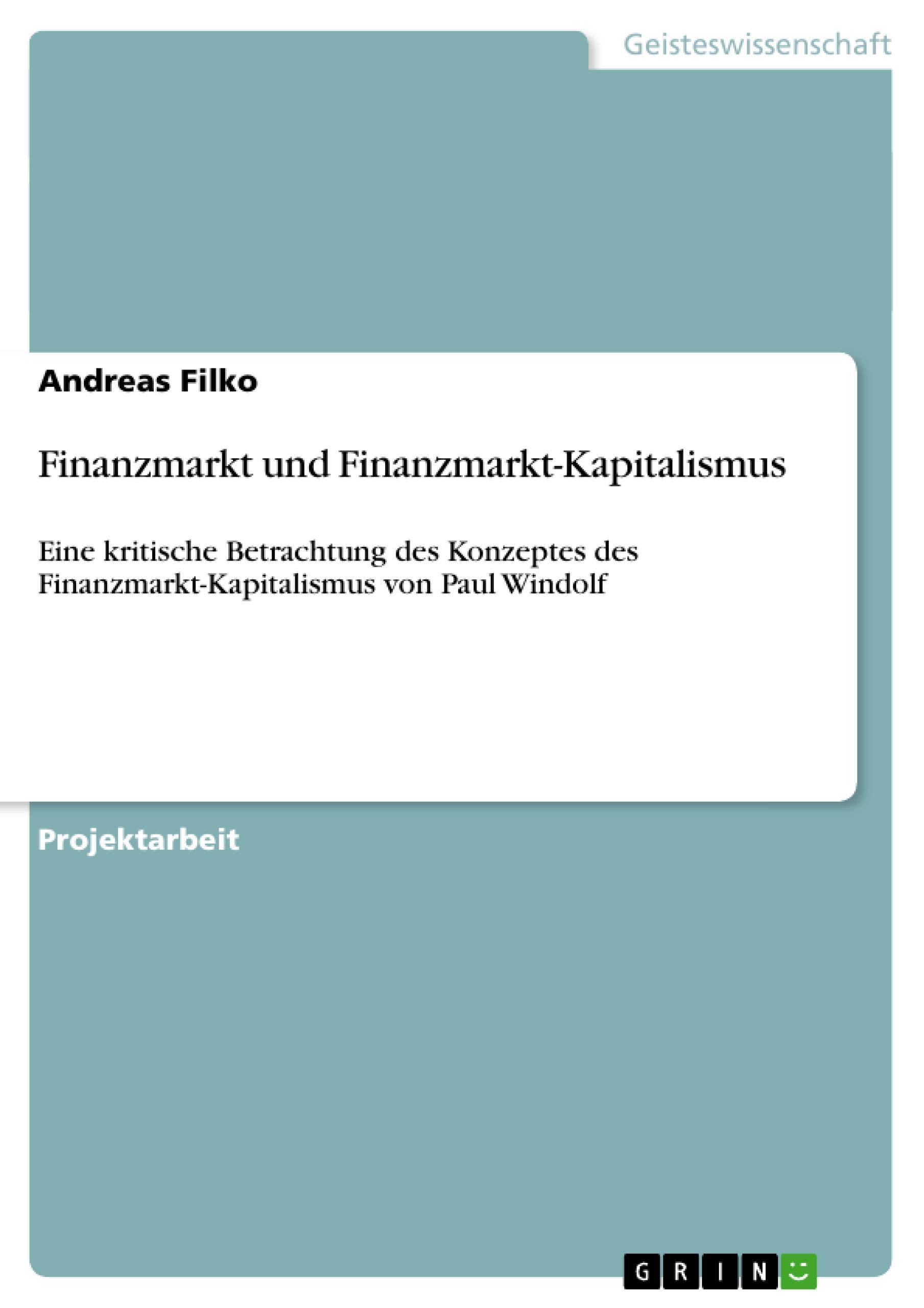 Vorderes Coverbild Finanzmarkt und Finanzmarkt-Kapitalismus