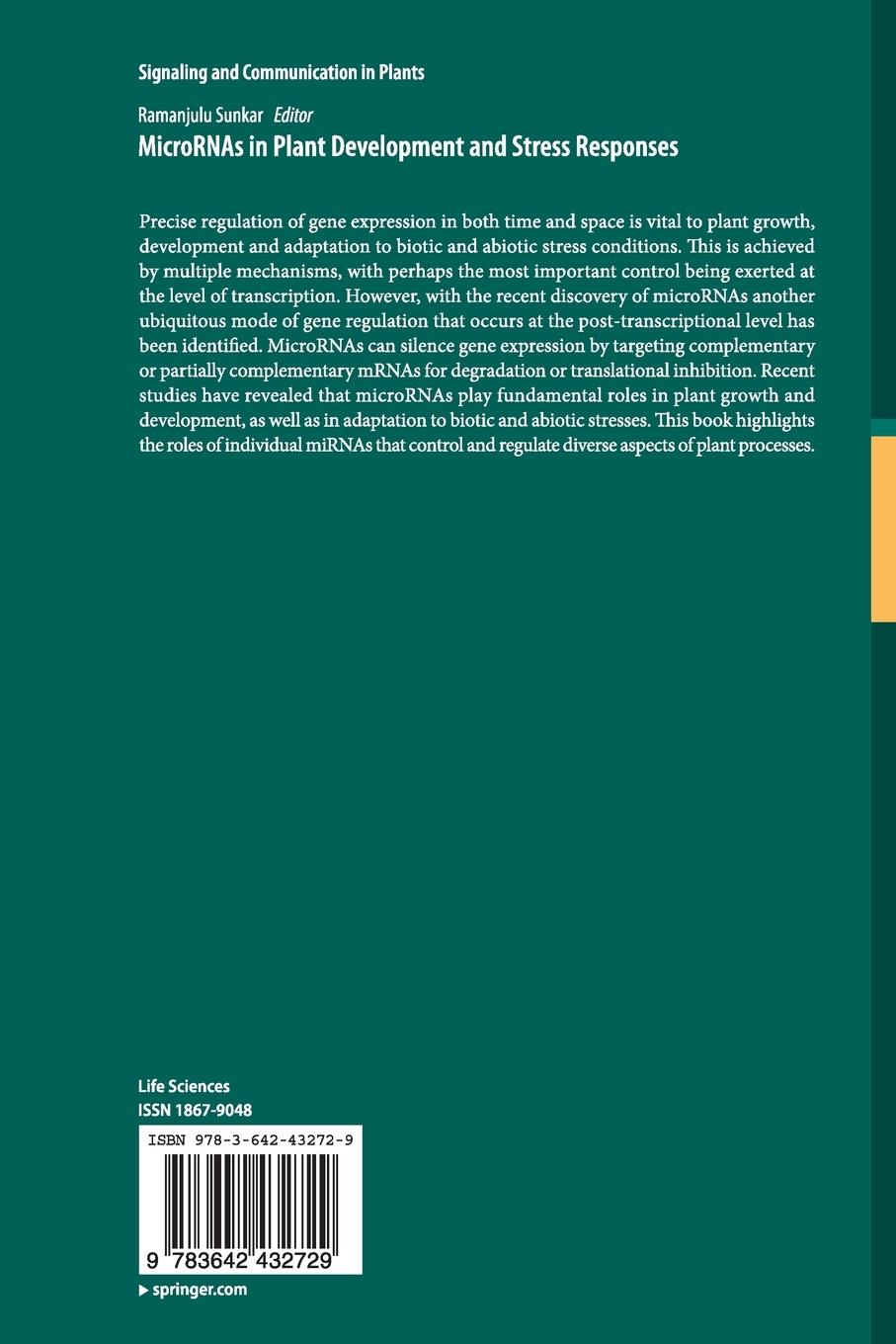 Rückseitencover MicroRNAs in Plant Development and Stress Responses