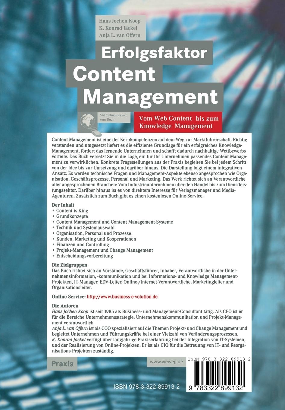 Rückseitencover Erfolgsfaktor Content Management